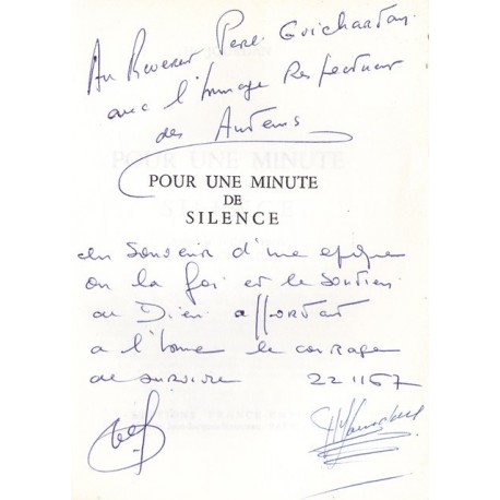 Pour une minute de silence   Avec la collaboration de M. Mombailly