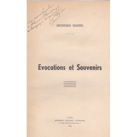 Evocations et souvenirs