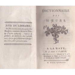 Dictionnaire des moeurs - Chinki, histoire cochinchinoise, qui peut servir à d'autres pays - Epitre à Ninon