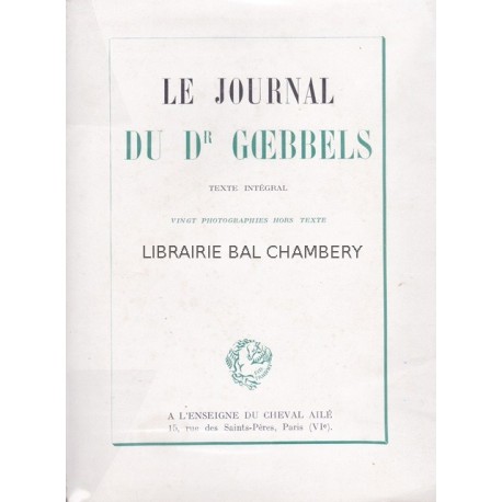 Le journal du Dr Goebbels