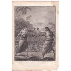 Gravure n° 15 -"  Combat à coups de poing des insulaires de Hapaee " - A Voyage to the Pacific Ocean [Third Voyage]