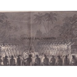 Gravure n° 16 -"  Danse de nuit exécutée par les hommes de Hapaee " - A Voyage to the Pacific Ocean [Third Voyage]
