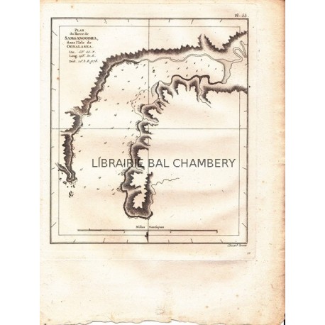 Gravure n° 55 - " Plan du Havre de Samganoodha dans l'Isle de Oonalaska " - A Voyage to the Pacific Ocean [Third Voyage]