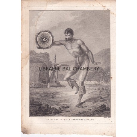Gravure n° 62 - " Homme de l'isle Sandwich dansant" - A Voyage to the Pacific Ocean [Third Voyage]