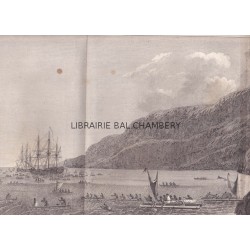 Gravure n° 68 - " Vue de Karakakooa, partie de l'isle Owhyhee " - A Voyage to the Pacific Ocean [Third Voyage]