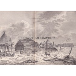 Gravure n° 72 - " Vue de Bolcheretzkoi bourgade du Kamtchatka  " - A Voyage to the Pacific Ocean [Third Voyage]