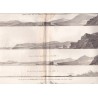 Gravure n° 82 - "Trois vues de la pointe Arquée, Terre de Kerguelen" - A Voyage to the Pacific Ocean [Third Voyage]
