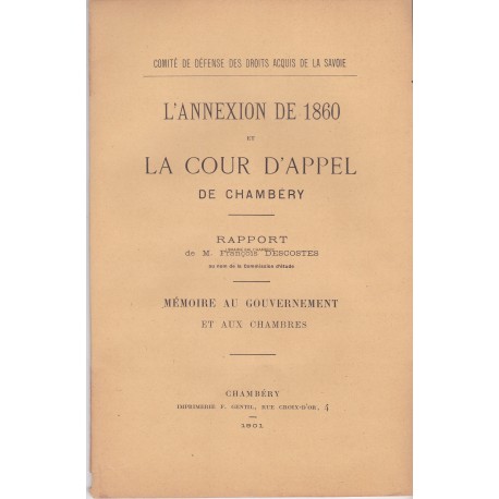 L'annexion de 1860 et la Cour d'Appel de Chambéry