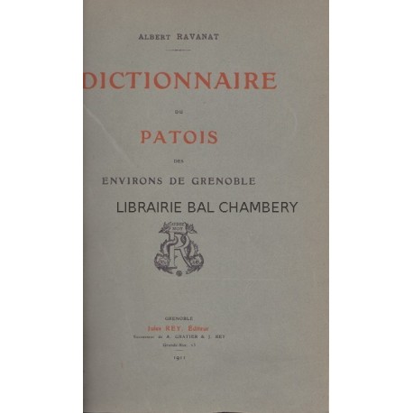 Dictionnaire du Patois des environs de Grenoble