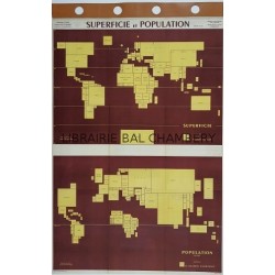 Carte - Superficie et population (1950) des principales contrées du monde (N°47)