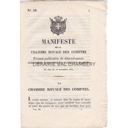 Manifeste de la chambre royale des comptes portant publication des déterminations souveraines concernant les voyageurs en poste