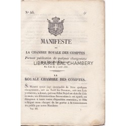Manifeste de la chambre royale des comptes portant publication de quelques changements aux lois des Douanes