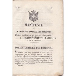 Manifeste de la chambre royale des comptes portant publication de quelques changements aux lois des Douanes