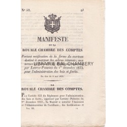 Manifeste de la chambre royale des comptes portant notification de la forme du marteau destiné à marquer les arbres réservés,