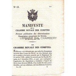 Manifeste de la chambre royale des comptes portant publication des déterminations souveraines concernant les Dorini