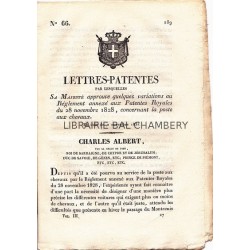 Lettres-Patentes par lesquelles Sa Majesté approuve quelques variations au Réglement annexé aux Patentes Royales du 28 novembre