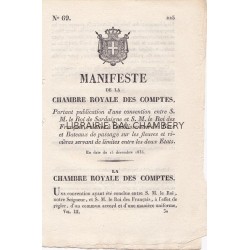 Manifeste de la chambre royale des comptes portant publication d'une convention entre S.M. le Roi de Sardaigne et