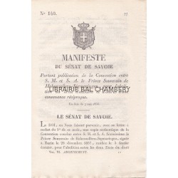 Manifeste du Sénat de Savoie portant publication de la Convention entre S.M. et S.A. le Prince Souverain de Hohenzollern-