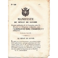 Manifeste du Sénat de Savoie portant publication de la Convention entre Sa Majesté et l'Empereur d'Autriche, pour l'arrestation