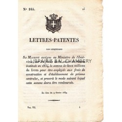 Lettres-Patentes par lesquelles Sa Majesté assigne au Ministère de l'Intérieur, sur les fonds de la caisse de réserve