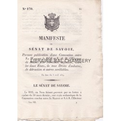 Manifeste du Sénat de Savoie portant publication d'une Convention entre Sa Majesté le Roi et S.A.R. l'Electeur de Hesse, pour