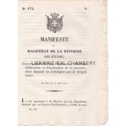 Manifeste du Magistrat de la Réforme des Etudes, concernant les Ecoles, Maisons d'éducation et d'instruction de la jeunesse