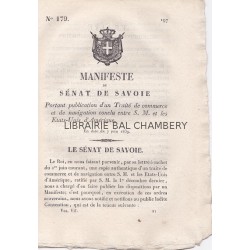 Manifeste du Sénat de Savoie portant publication d'un Traité de commerce et de navigation conclu entre S. M. et les Etats Unis