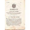 Manifeste du Sénat de Savoie portant défense d'exportation de toute espèce de céréales, légumes secs et pommes de terre.