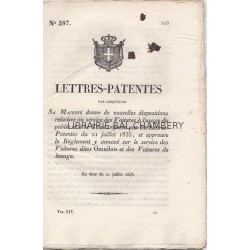 Lettres-Patentes par lesquelles Sa majesté donne de nouvelles dispositions relatives au service des Voitures à l'usage du public