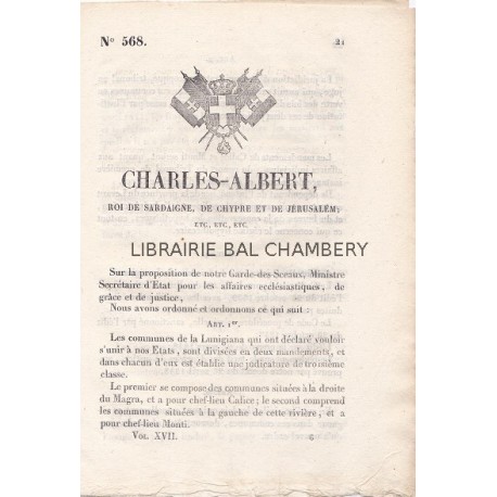 Charles-Albert, roi de Sardaigne, de Chypre et de Jérusalem, etc, ...