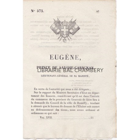 Eugène, prince de Savoie-Carignan, Lieutenant -Général de Sa Majesté, ... Sur le rapport du Ministre Secrétaire d'Etat