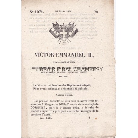 Victor-Emmanuel II,  par la grâce de Dieu, Roi de Sardaigne, de Chypre et de Jérusalem