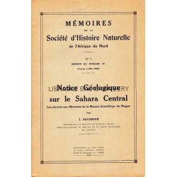 Notice géologique sur le  Sahara Central - N° 5  -  Mission du Hoggar IV (Février  à Mai 1928)