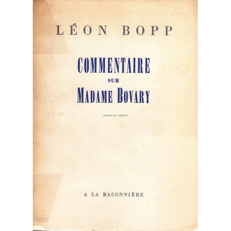Commentaire sur Madame Bovary