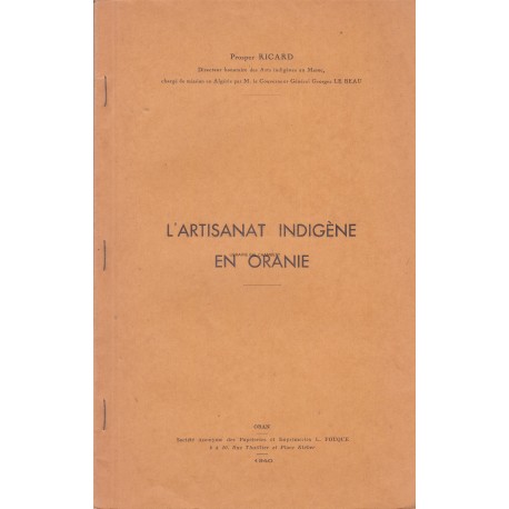 L'artisanat indigène en Oranie