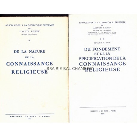 Introduction à la dogmatique réformée 2 cahiers