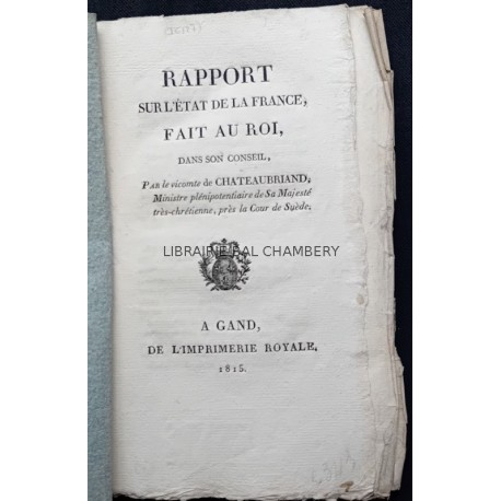 Rapport sur l'état de la France fait au Roi dans son Conseil